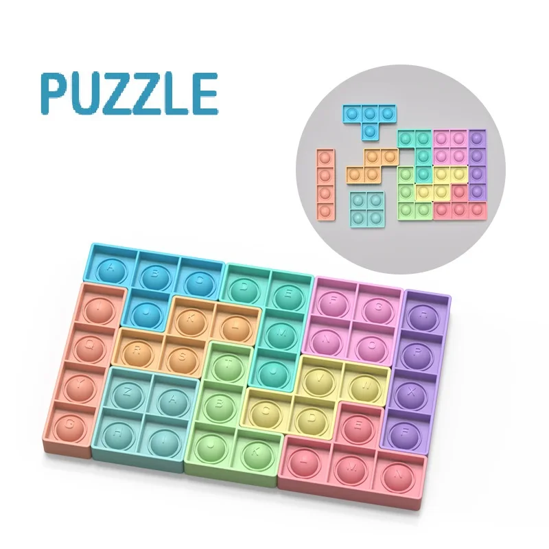 

10pcs Pop Fidget Reliver Stress Toys Tetris Puzzle Push It Bubble Antistress Popit Poppit Sensory Toy To Relieve Autism