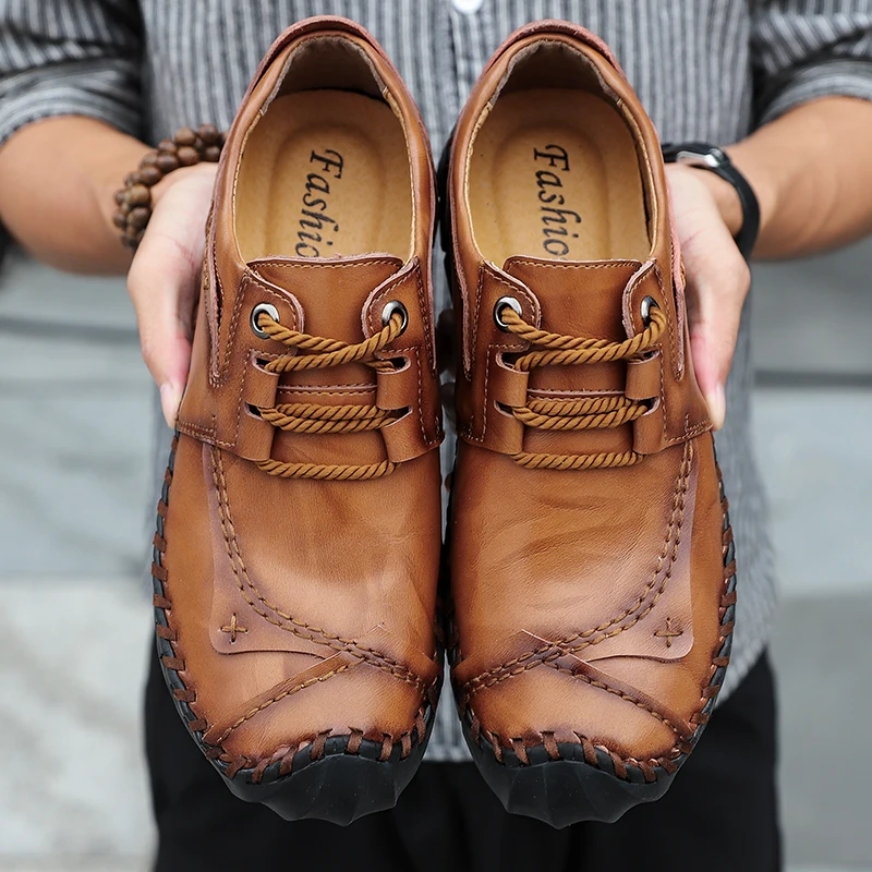 Классические кожаные мягкие мужские повседневные туфли-лоферы Итальянская