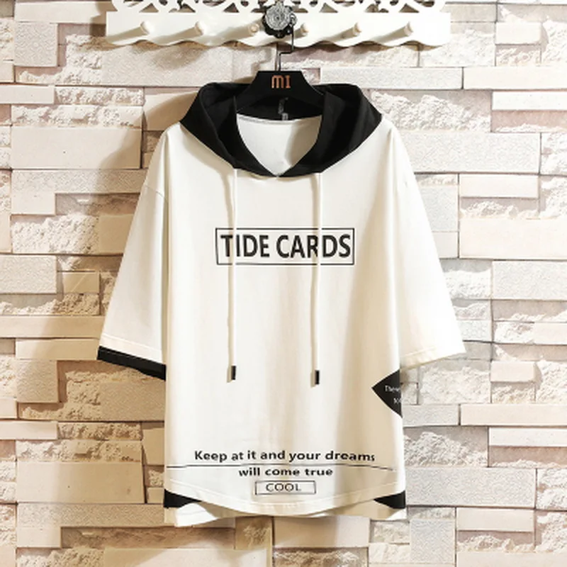 

Short Sleeves Hoodies 2021 Summer White Hip Hop Loose Skateboard Casual Men's Streetwear PUNK Clothes Oversized 7XL