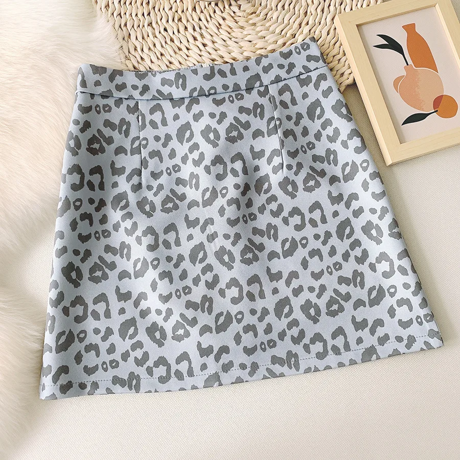 

Short Women Plaid Stitching Split Summer Spring Mini Skirt Student Sexy Wrap Hip Leopard Streetwear Girls Cute Female Daily