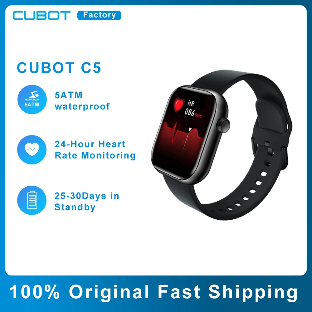 2021 Cubot C5 Смарт-часы женские мужские спортивные полный сенсорный Экран 5ATM