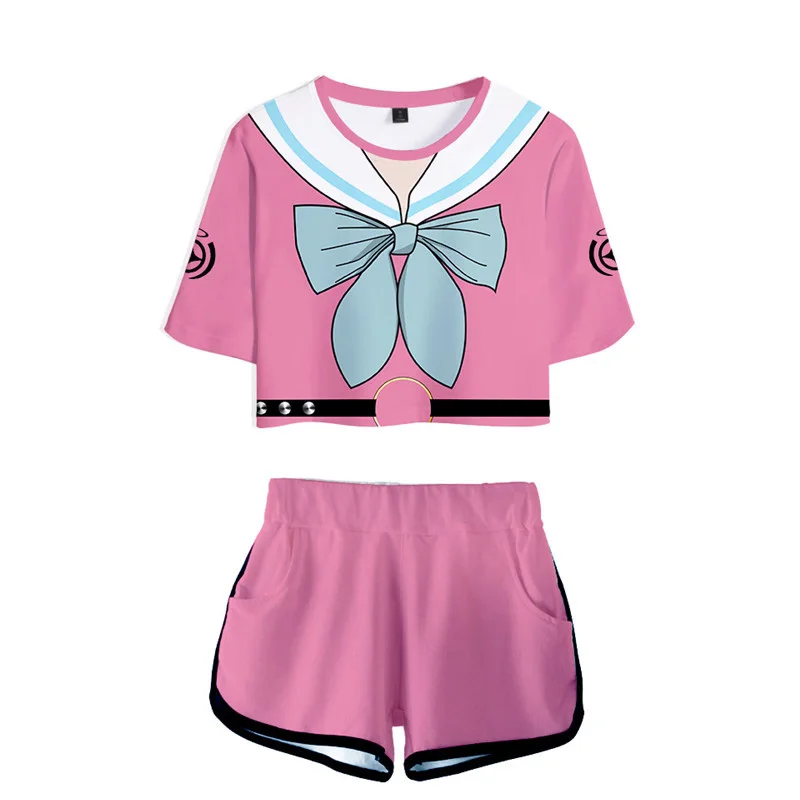Danganronpa V3 Junko Enoshima Cosplay T-shirt Shorts Suits Women Maki Harukawa Short Sleeve Shirts Tees Sportswear For Girls |