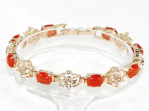 

2 choices Wholesale orange opal /silver plated chain bracelet fashion jewelry