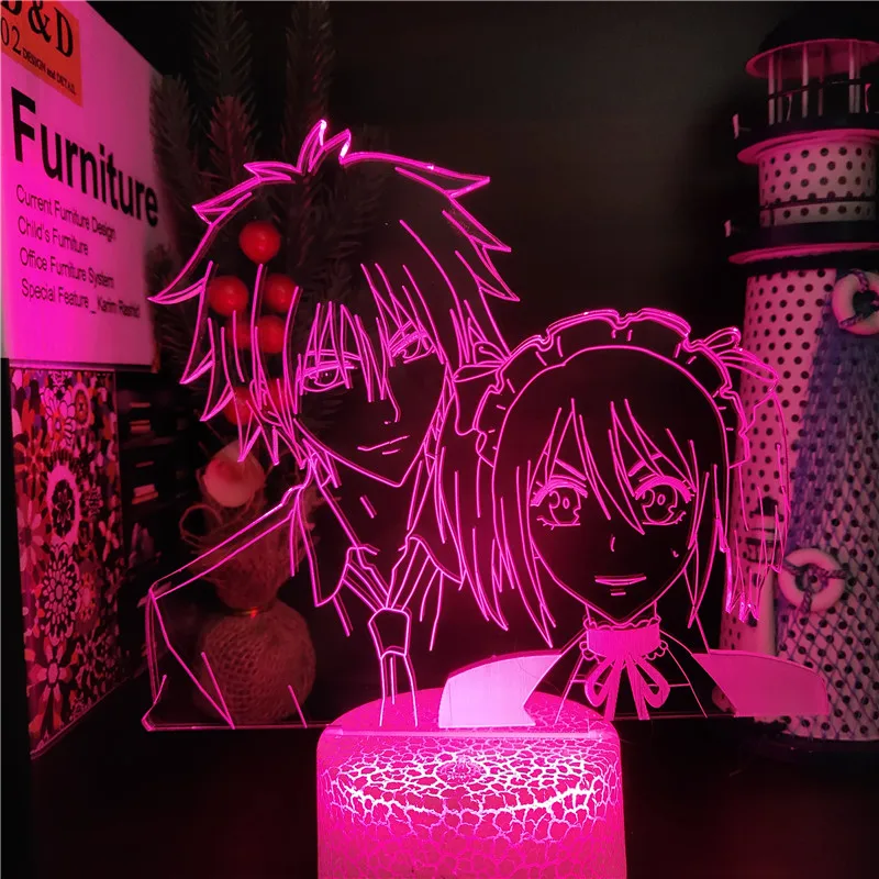 Акриловая 3d лампа Maid Sama Usui и Misaki светодиодная иллюзия светильник с USB сенсорным