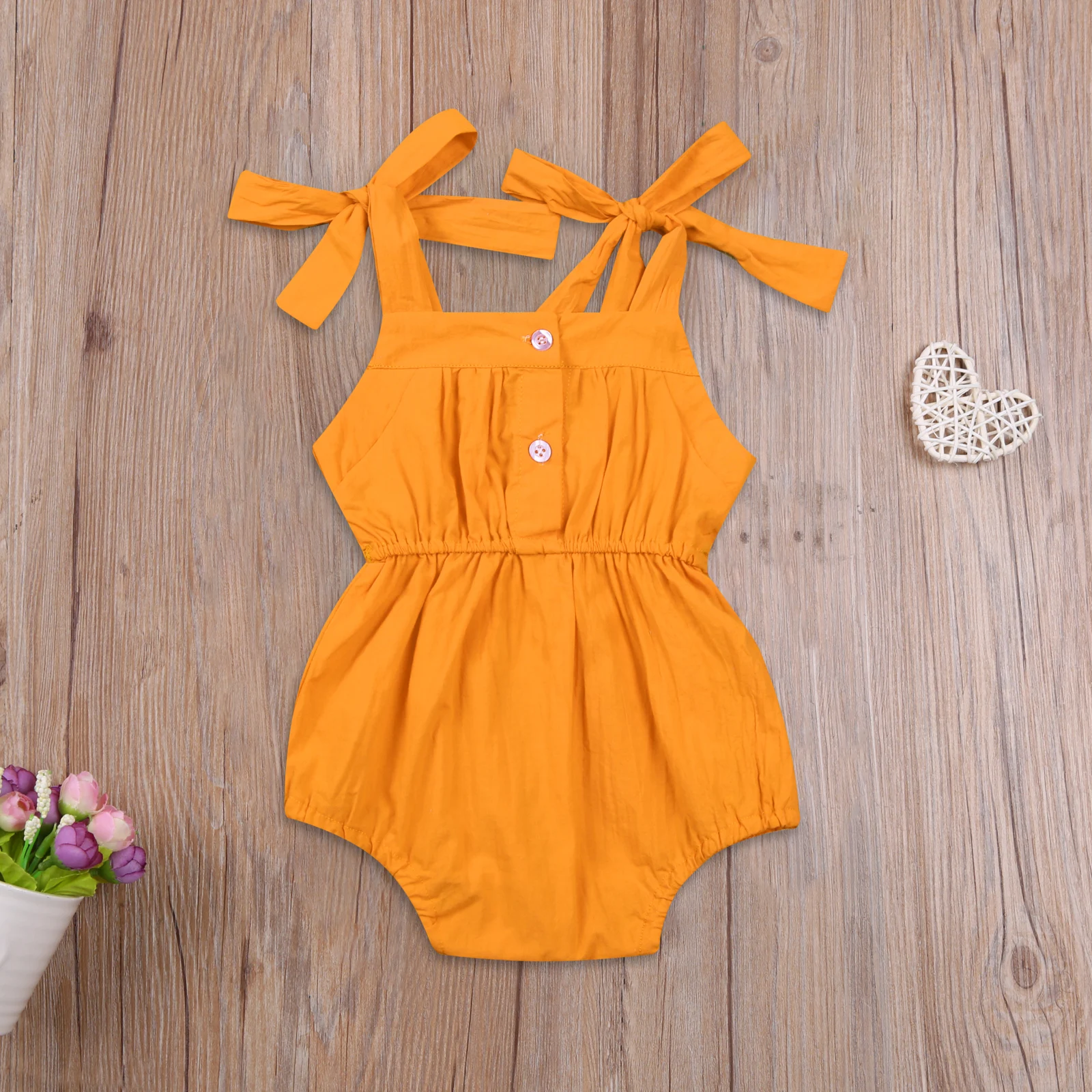 

Pudcoco 0-18M Toddler Baby Girl Summer Double Bows Sleeveless Bodysuit Back Buttons Single Breasted Infant Outfit 3 Color