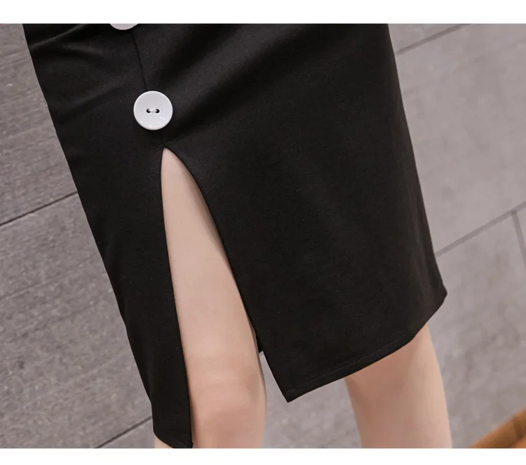 

Sexy korean bandage skirt Elegant 2020 Spring New Korean Style High Waist Split Bag Hip Skirt A- line Skirt Women Solid 881A