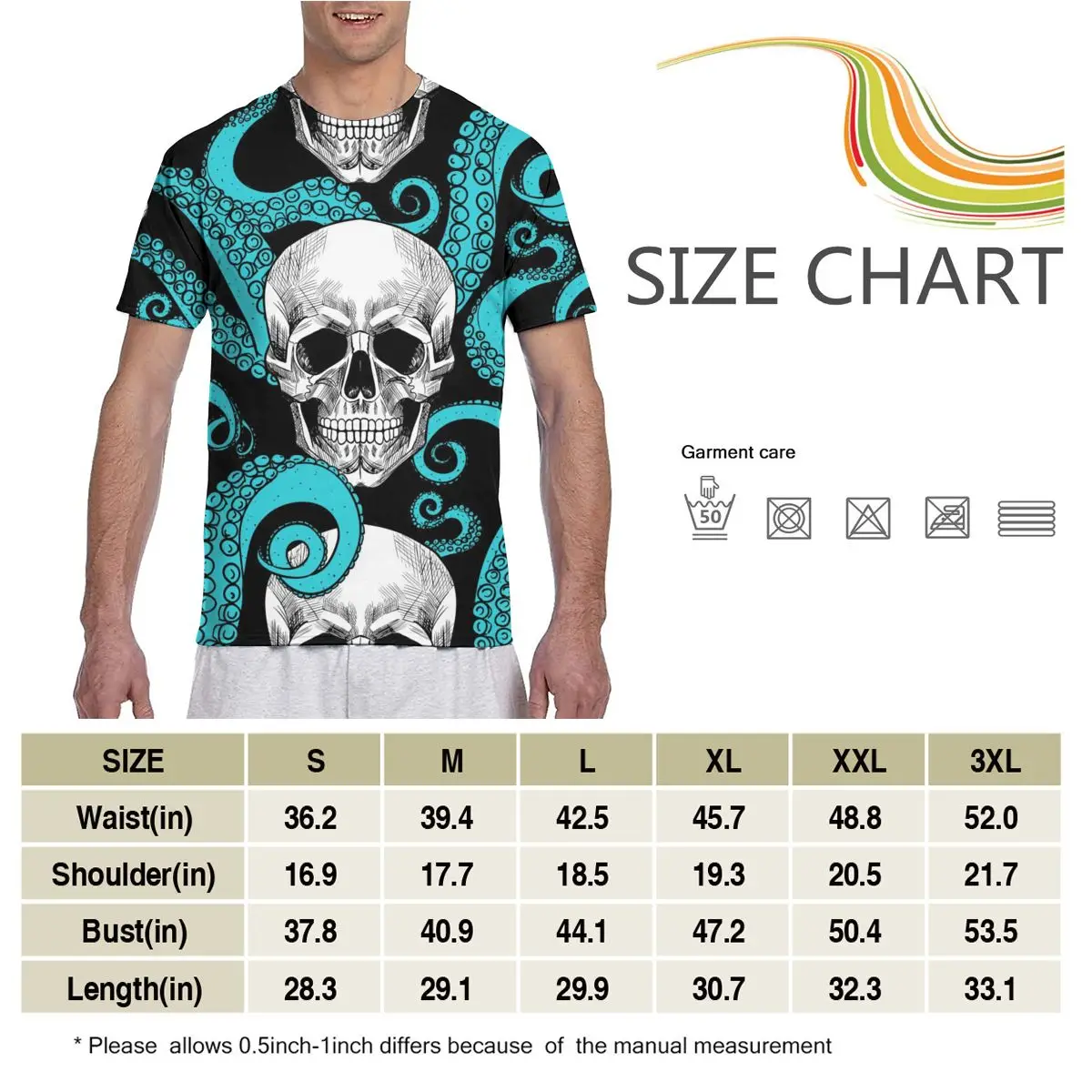 

White Skull With Octopus Foot Fashion T-shirt Men 2020 Summer Crew Neck Men's Tshirt Tee Shirts