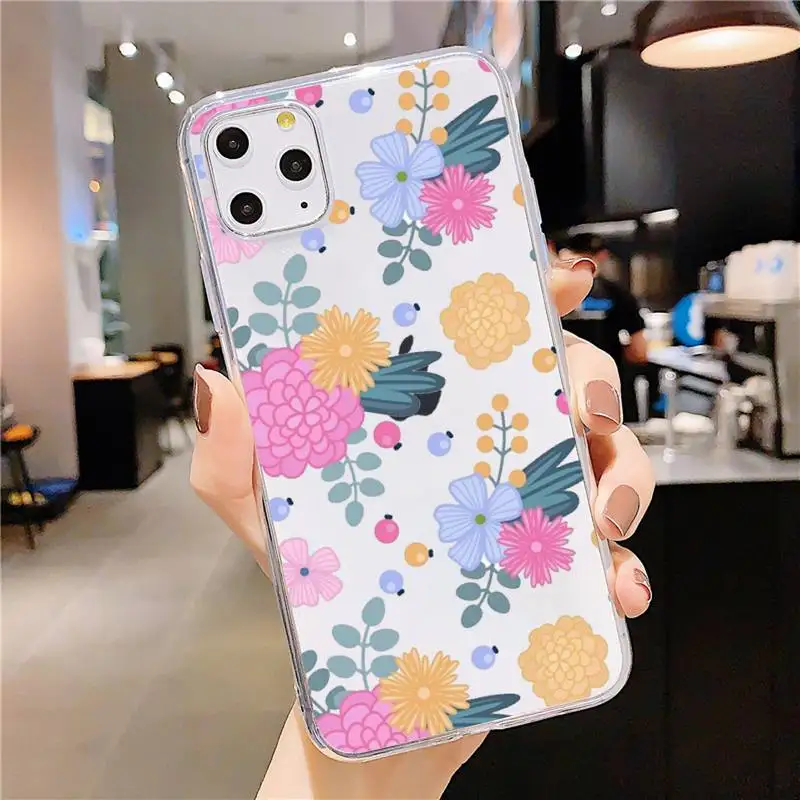 

fashion flower beautiful Phone Case Transparent soft For iphone 5 5s 5c se 6 6s 7 8 11 12 plus mini x xs xr pro max