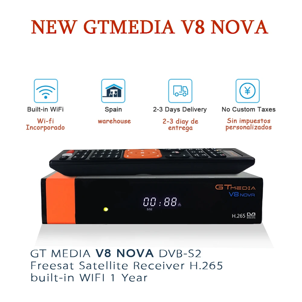 GTmedia V8 nova DVB-S2 цифровой спутниковый приемник-декодер встроенный WiFi 1080P Full HD с 1 год Европа CCCAM PK V7 HD V9 супер