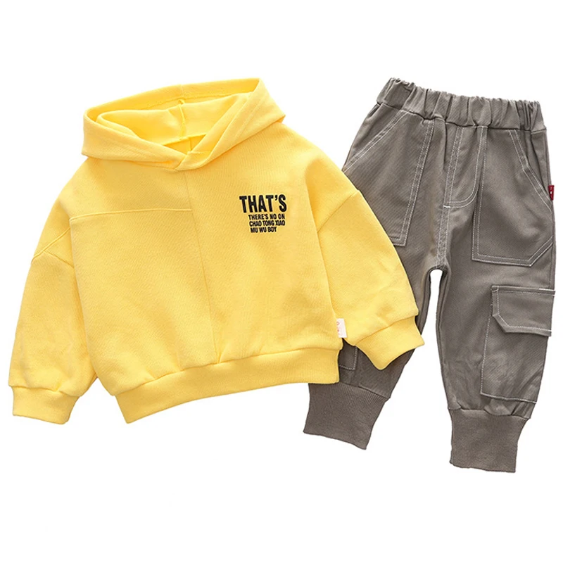 Весенне-Осенние костюмы для маленьких мальчиков и девочек одежда для детей Новинка 2021 года, пуловер с капюшоном + длинные штаны детская одежда из 2 предметов спортивные костюмы для малышей