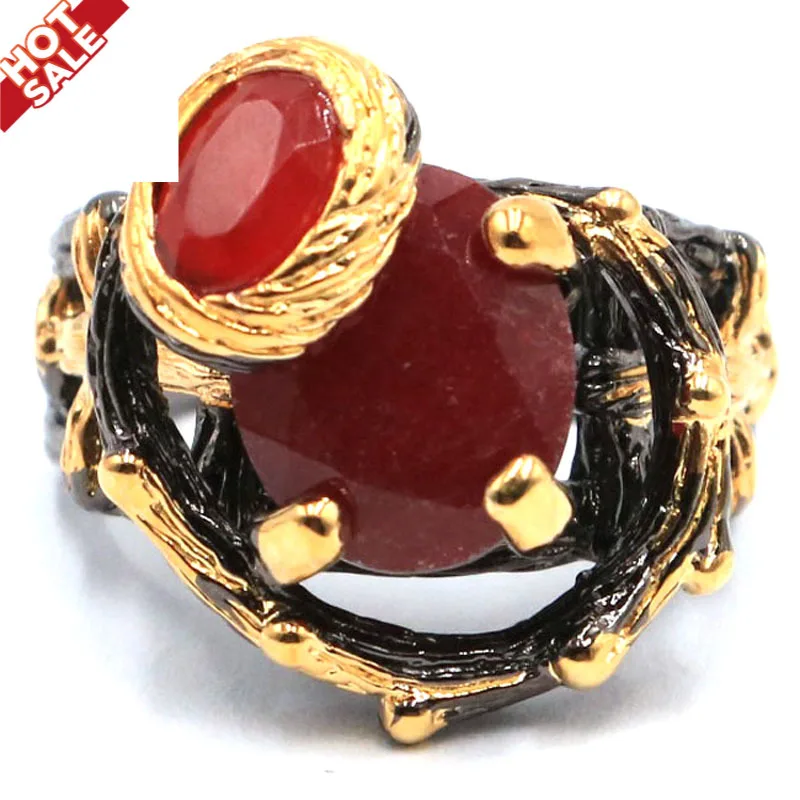 18x16 мм Винтаж Прохладный черного и золотого цвета Цвет кольца в стиле хип хоп