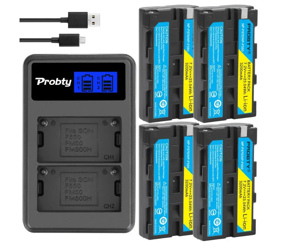 4BatteryWithCharger NP-F330 NP-F550 NP-F570 Батарея+ ЖК-дисплей Зарядное устройство для sony NP-F570 NP-F750 NP-F960 F970 F770 - Цвет: 4BatteryWithCharger