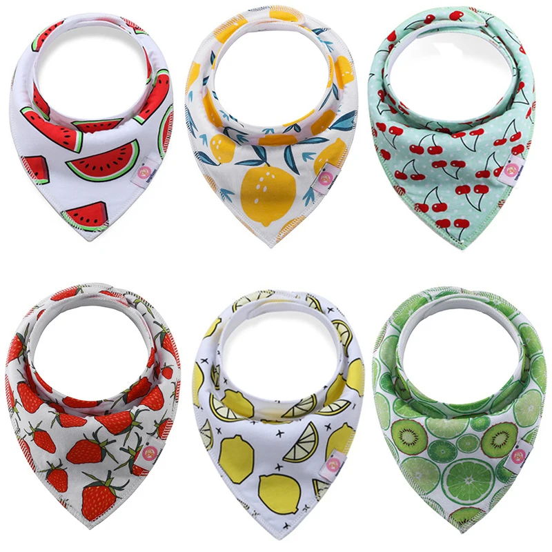 

4pcs Bibs Baby Triangle Cotton Cartoon Child Newborn Baby Bibs Double Layer Baby Cloth Feeding Smock Buckle Scarves Absorb