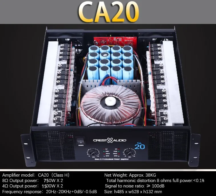 Профессиональный усилитель мощности CA20 чистой 2 канала (3U) KTV/Stage/Home развлечения KTV