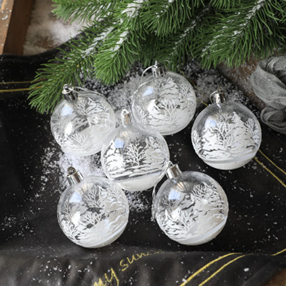 

6pcs Brand New Transparent Snow Ball Pendants For Xmas Decor Christmas Tree Home Outdoor Drop Ornaments Hanging Pendants Craft