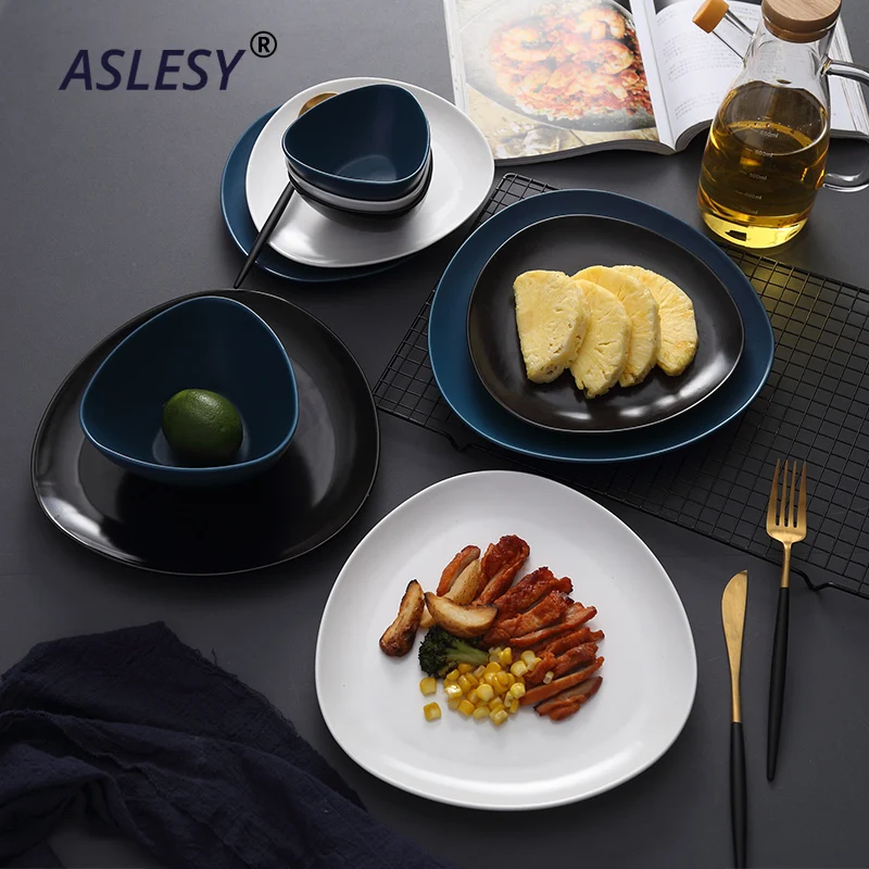 Скандинавская посуда креативная Золотая керамическая блюда миска набор блюд