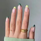 Накладные ногти со съемным миндальным напылением, 24 шт., острые французские ногти поперечного цвета с полным покрытием, новинка 2021, накладные ногти с клеем для ногтей