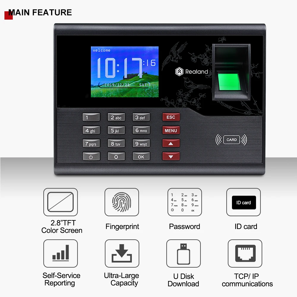 2 8 дюймовый TCP/IP RFID биометрический идентификатор отпечатков пальцев система USB