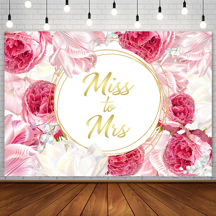 

Avezano свадебная фотография задний фон розовый цветок золотой Miss to Mrs пользовательский плакат декорация фон фотостудия фотозона