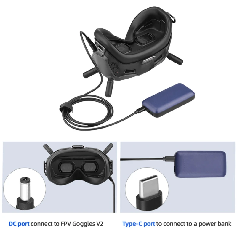 2021 New Power Cord Flight Glasses Power Bank Charging Cord Battery Supply Accessories Compatible with FPV Goggles V2