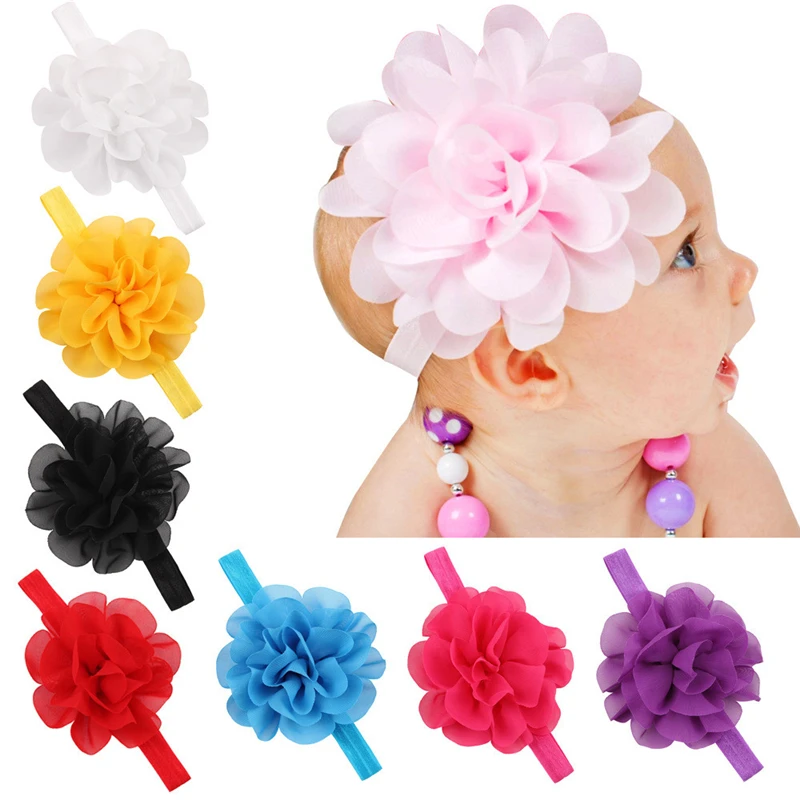 

Roccina Fashion Chiffon Flowers Headband for Newborn Baby Infants Headwraps Baby Elastic Headband Girl Kids Headwear Head Flower