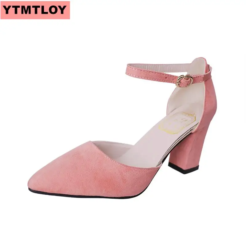 Женские босоножки на высоком каблуке с острым носком и пряжкой тонкие туфли из