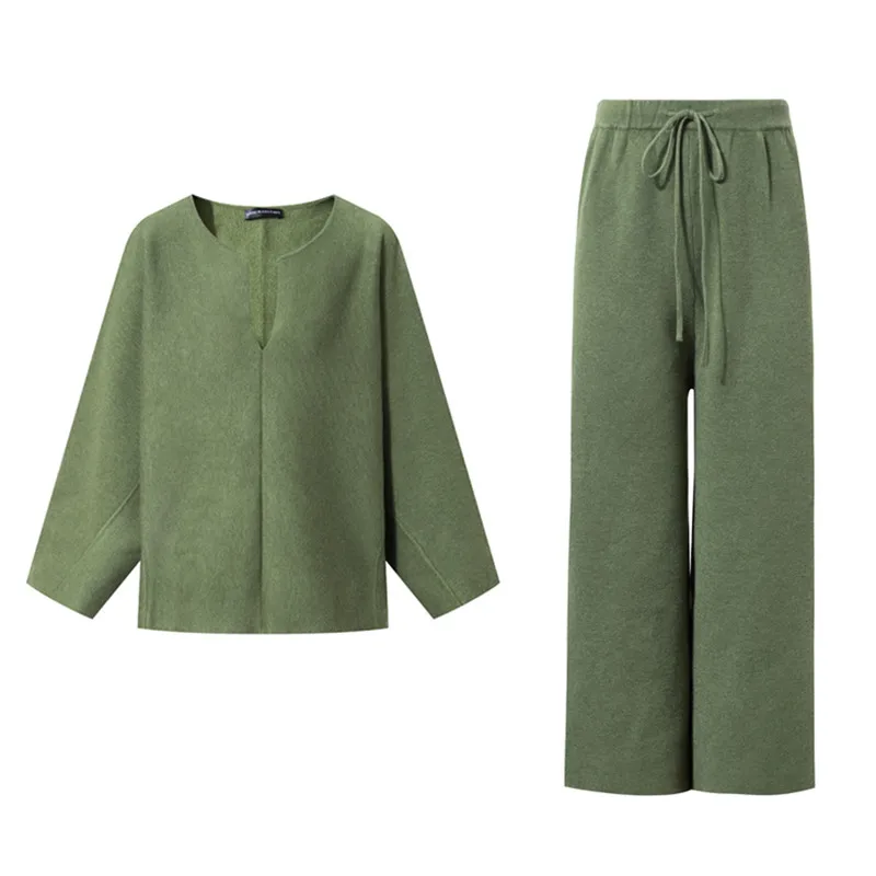 Mozuleva свободные трикотажные свитера 2 шт. Комплект женский спортивный костюм 2019