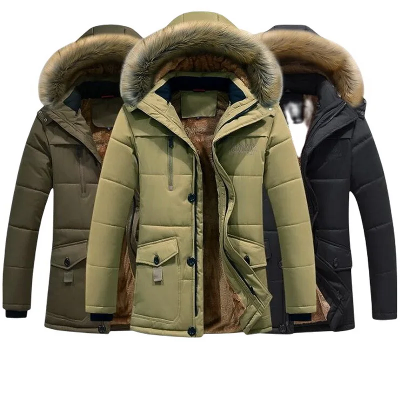 Детских зимних бархатных курток для мужчин толстые теплые парки флис большой