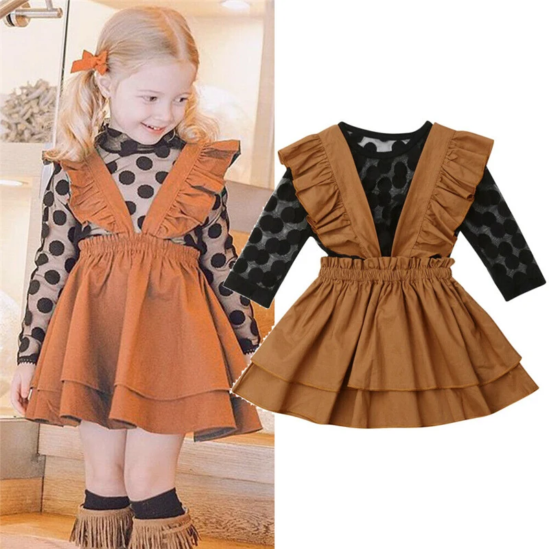 Одежда для девочек 2020 весенний комплект Топ с длинным рукавом + юбка Детские