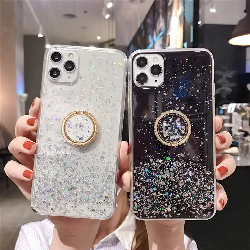 

Glitter Stars Ring Holder Soft Case For Samsung Galaxy A51 A71 A81 A91 A10S A20S A10 A20 A50 A70 A40 M10 M20 M30 A60 A80 A30S