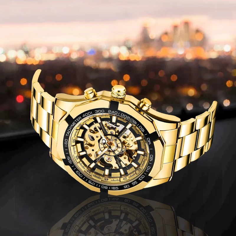 Часы наручные Forsining Мужские механические водонепроницаемые брендовые Роскошные