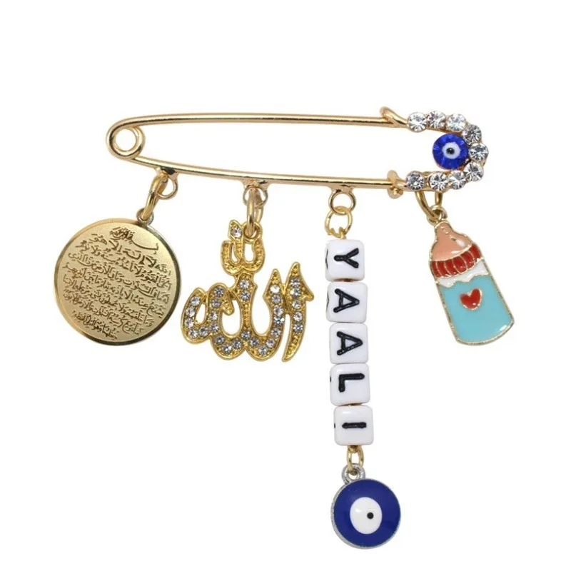 Мусульманский ислам аятул КУРСИ Алла Турецкий Дурной глаз Брошь из нержавеющей