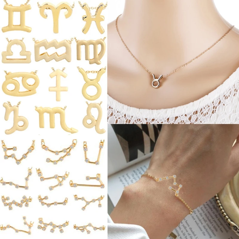 

12Pcs Zodiac Sign 12 Constellation Pendant Mixed Round Lucky Charms for DIY Bracelets Necklaces Earrings Jewelry Making