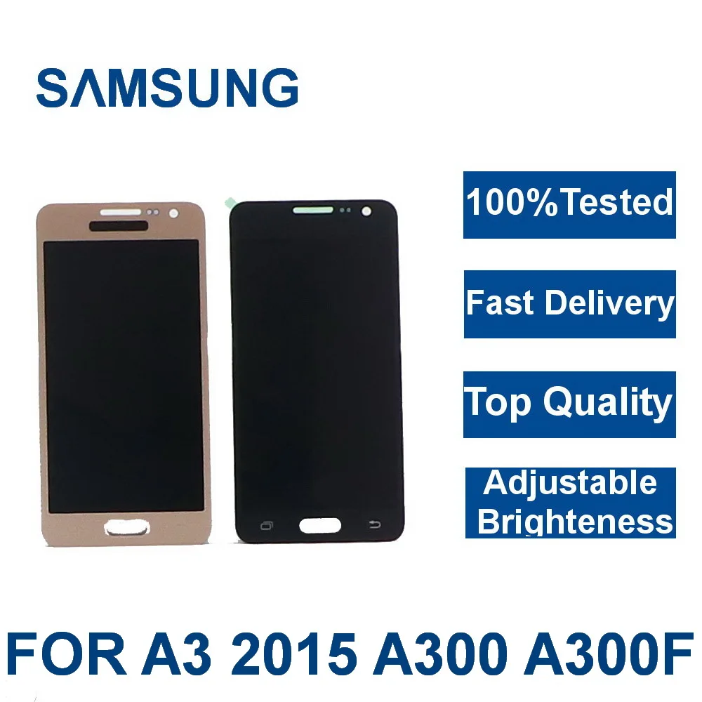 Протестированный ЖК-дисплей для Samsung Galaxy A3 A300 A3000 A300F A300M телефон lcd s DisplayTouch экран в сборе яркость можно регулировать