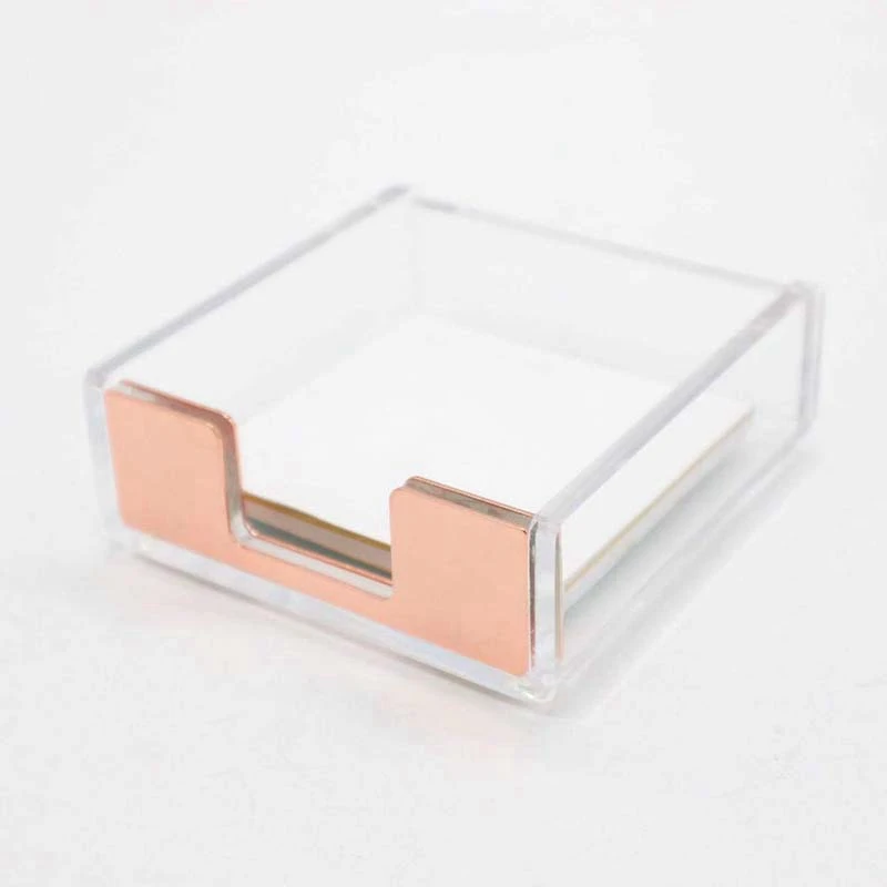 

Clear Acrylic Rose Gold Self-Stick Note Pad Holders (Rose Gold) & Rose Gold Electroplated Iron Book Holder Desktop Shelf