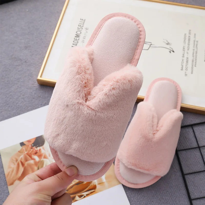 

2021 New Fashion Autumn And Winter Indoor Home Couple Slippers Cotton Ladies Slippers Plush Women's Shoes Women Non Slip Flats