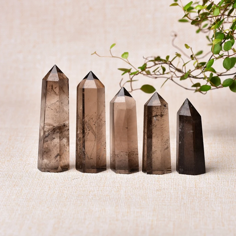 1 шт. натуральный дымчатый кристалл чайный Кристалл Шестиугольная точка колонна