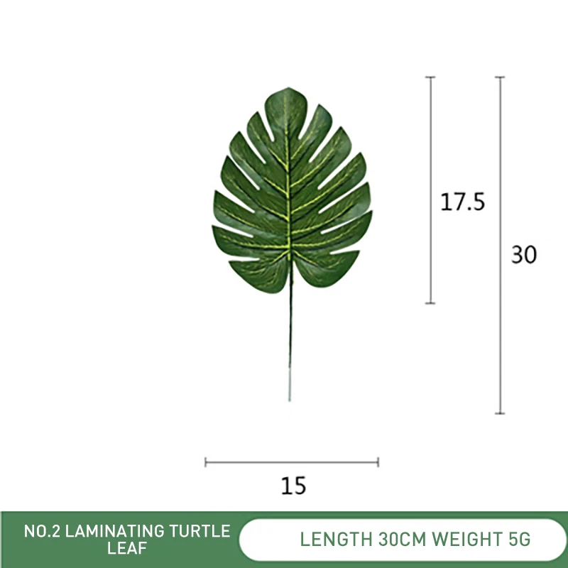 green Leaf 17.5cm Пластиковые искусственные листья GreenTropical Пальмовые Листья моделирование лист для вечерние для дома садовые украшения DIY - Цвет: green Leaf 17.5cm