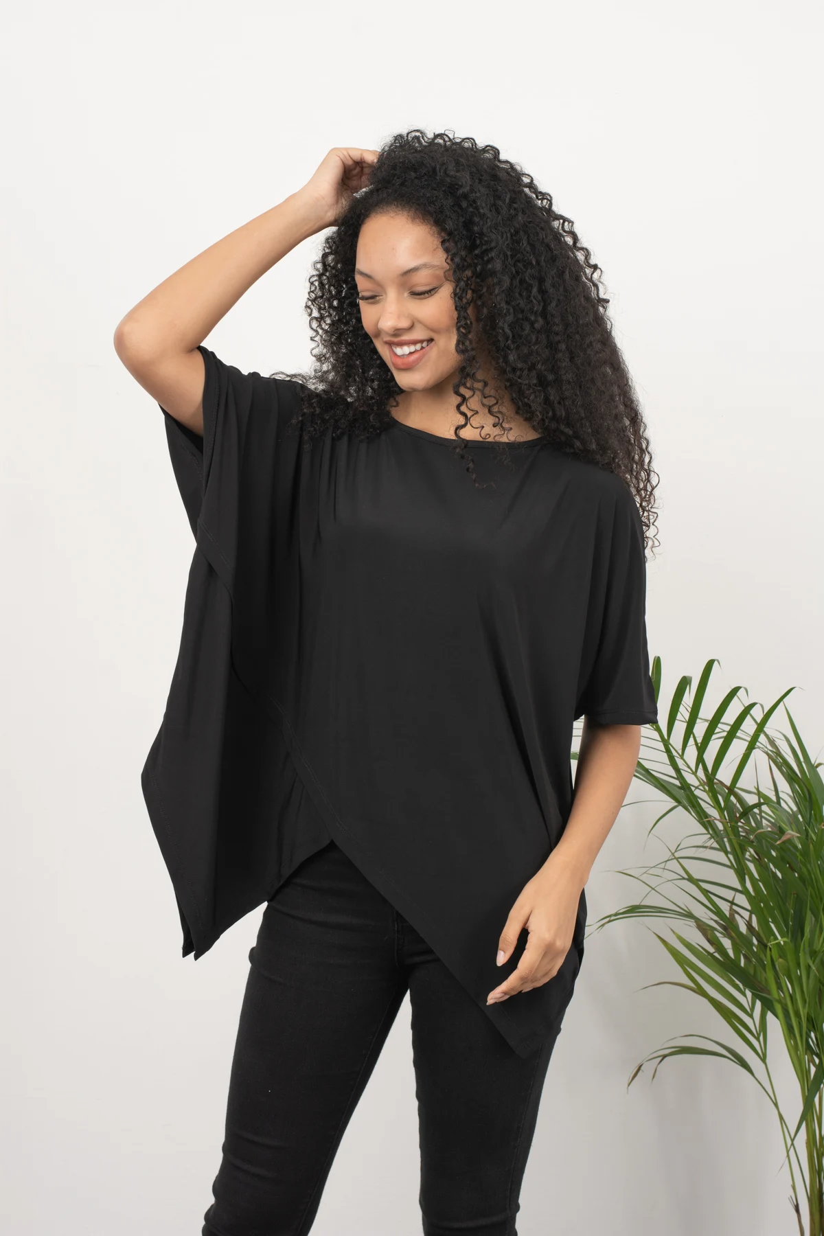 

Black Oversze Temporary Shed Blouse summer new season short-sleeve casual cut modern women blouse top clothing