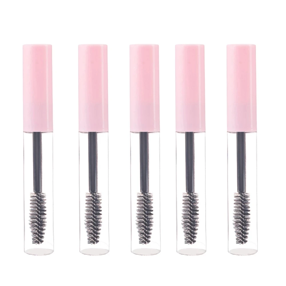 5 PCS 10ML Mascara Tubes Empty Eyelash Cream Refillable Bottles Pink/White Cosmetic Sample Container with Eyelash Brush Stick