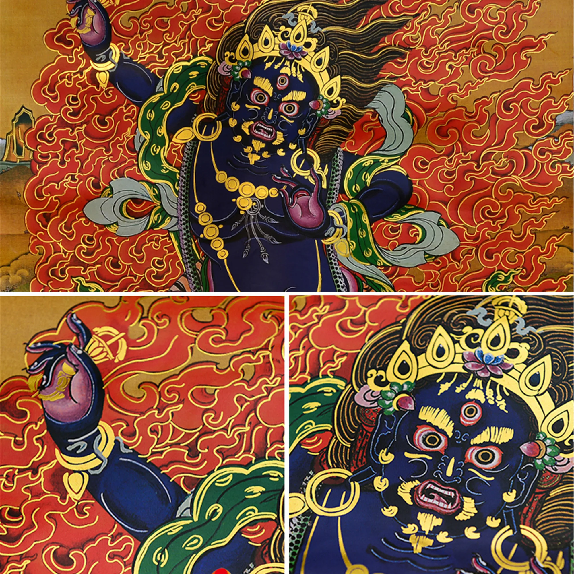 Gandhanra Tibetan Thangka Painting Art Vajrapani Buddhist Tapestry Wall with Scroll | &amp Calligraphy