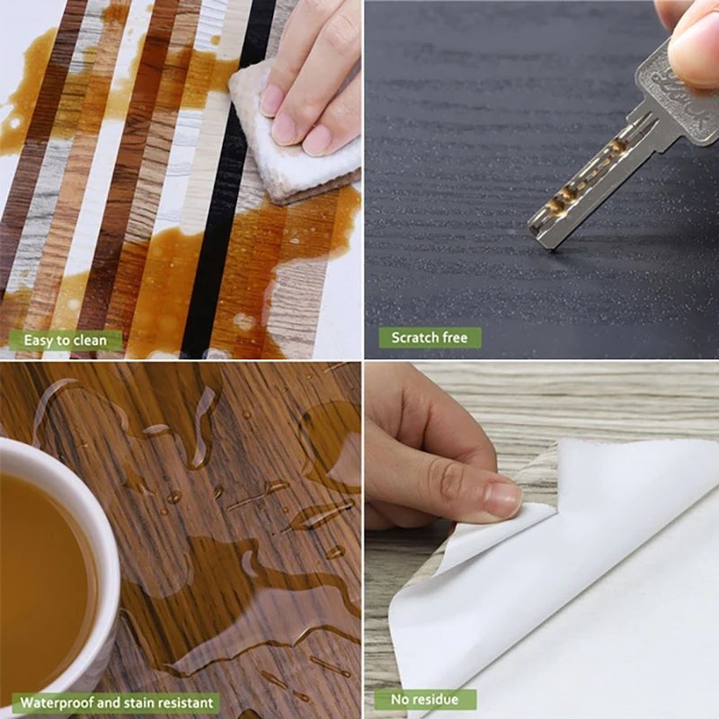 

PVC Wood Grain Floor Sticker Waterproof Self-adhesive Bedroom Decoration Wallpaper Home Decor 20x300CM