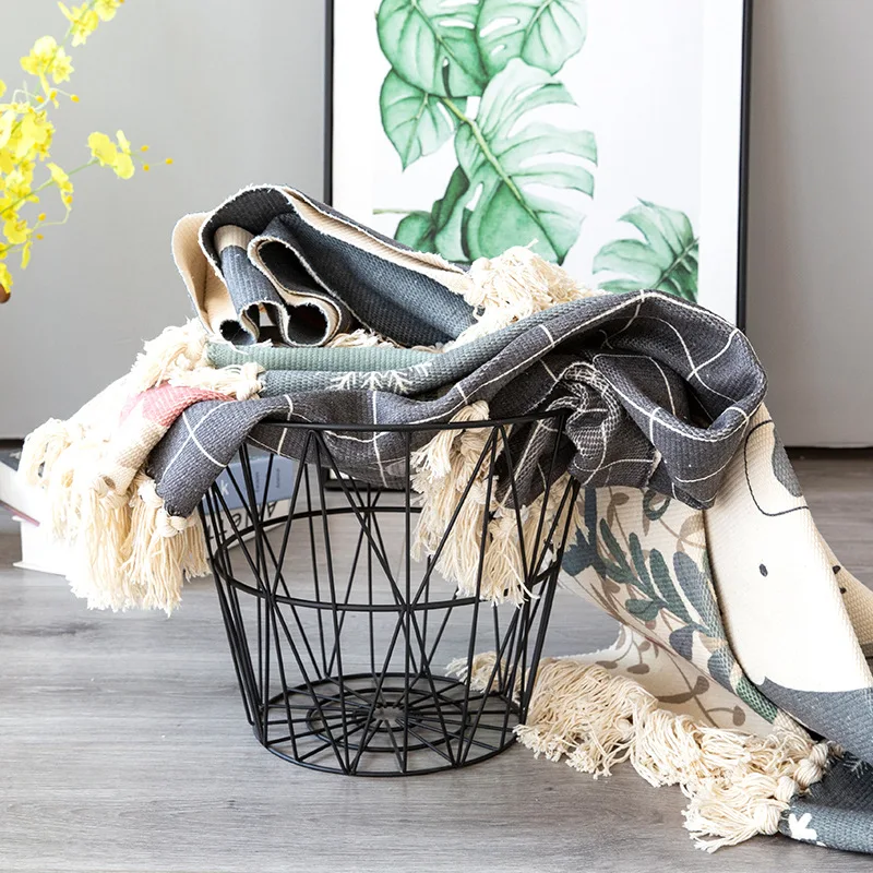 Напольный коврик из хлопка и льна ковер с кисточками для дивана журнального