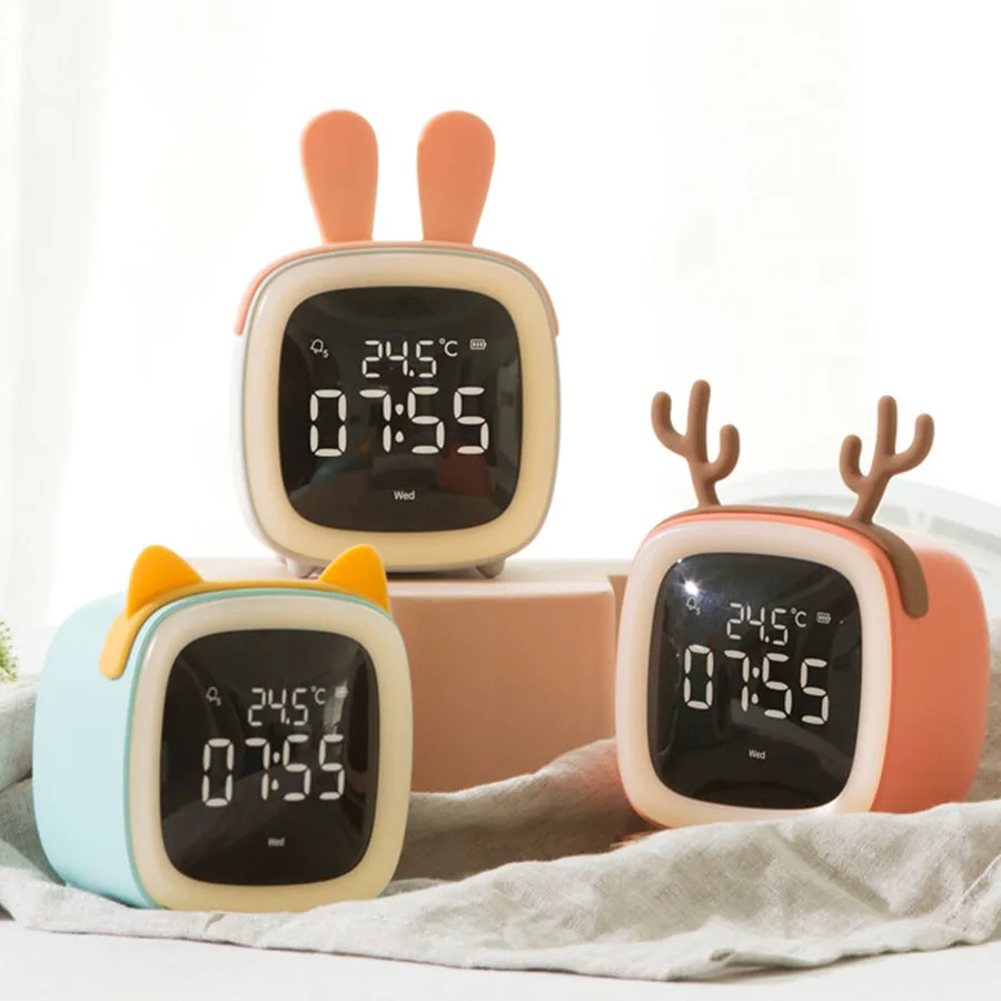 Зеркальный Будильник Электронный милый тихий сон со светодиодной подсветкой