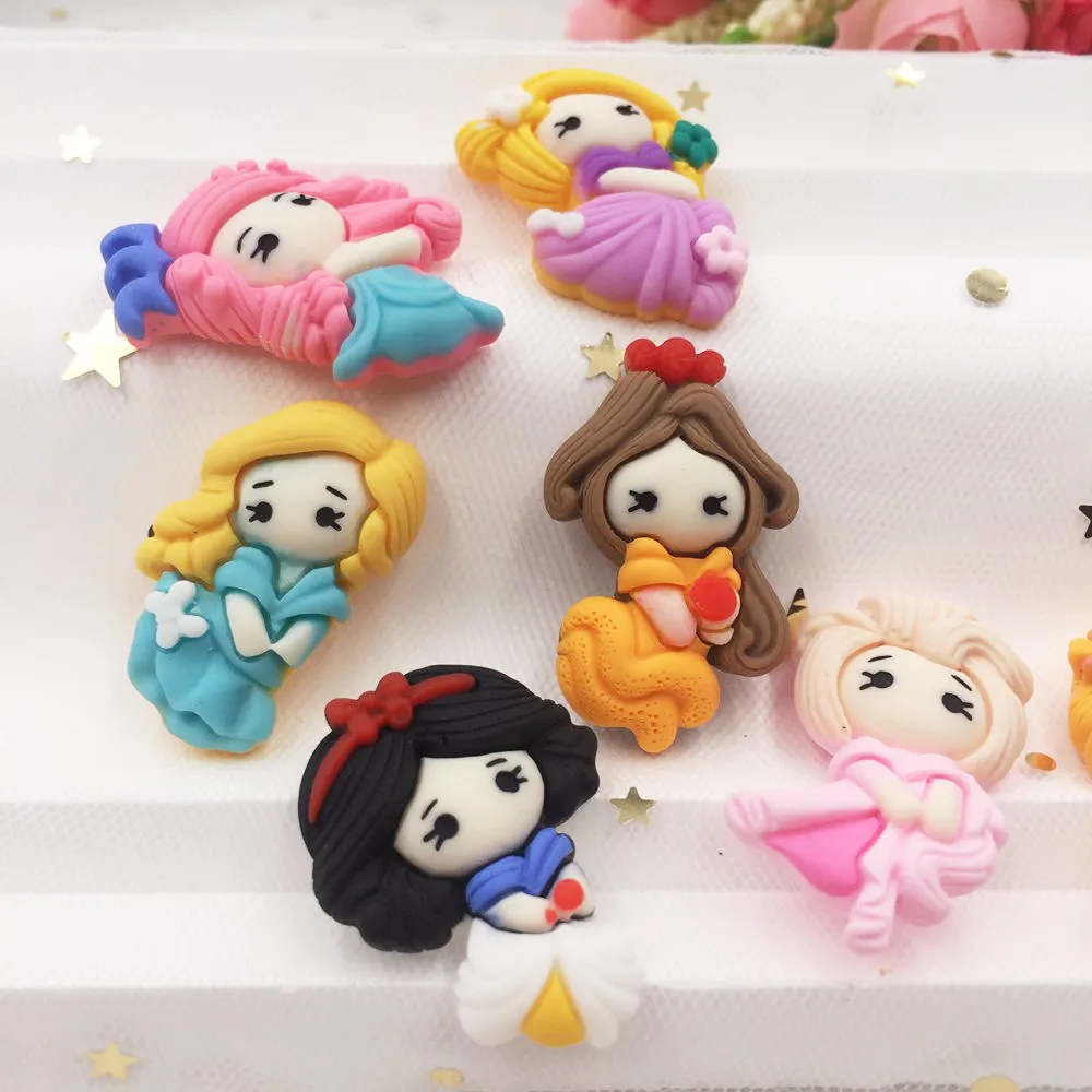 Ручная роспись смолы микс каваи красочные девушки плоская спинка камень Кабошон