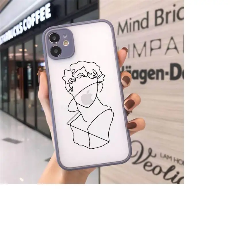 

Funny Face Abstract line Cartoon Phone Cases matte transparent For iphone 7 8 11 12 plus mini x xs xr pro max cover