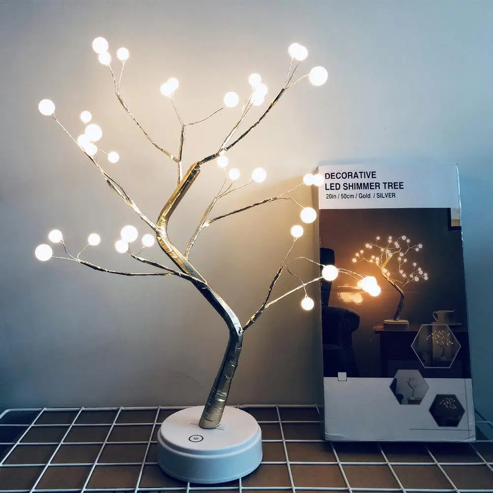 20LED Usb медный провод жемчужное дерево светильник Регулируемая Рождественская
