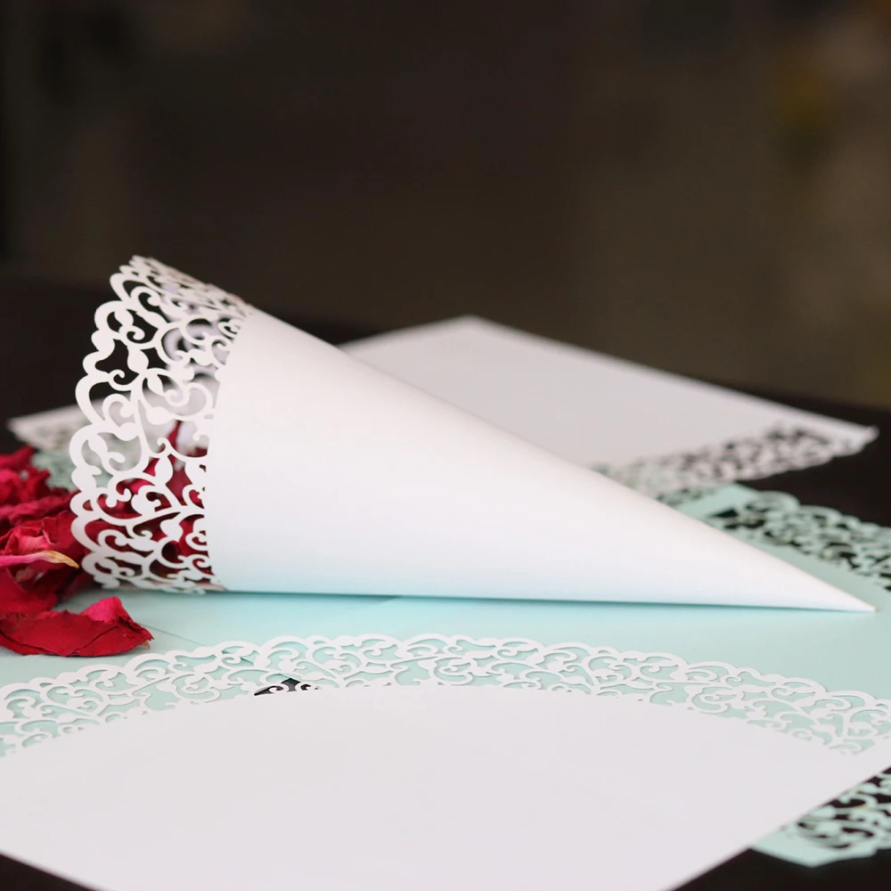 50 шт. бумажный стаканчик с конфетти кружевные цветы бумажные Лепестковые конусы