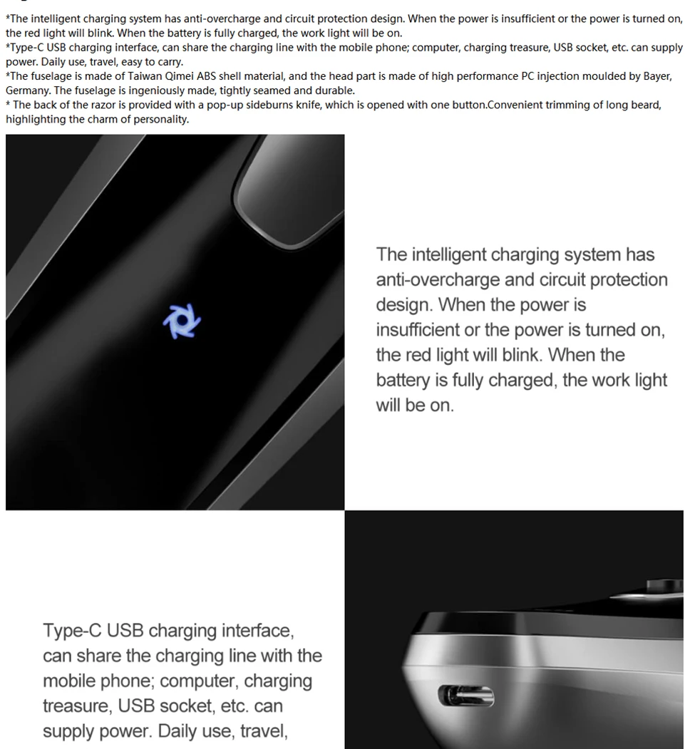 Original XIAOMI face shaver Enchen BlackStone 3D Electric Shaver, Men Washable Type-C USB Rechargeable Shaving Beard Machine