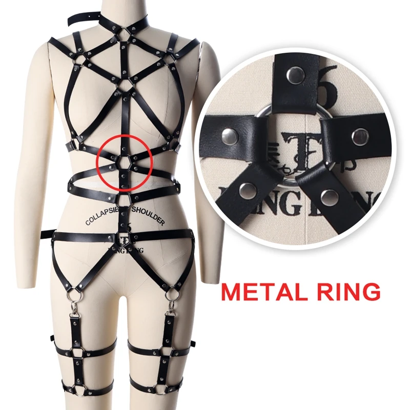 

Gothic Full Body Bondage Harness Set Punk Pole Dance Dress Sexy Bra Club Rave Halter Garter Belt Lingerie Cage Hollow Out Corset